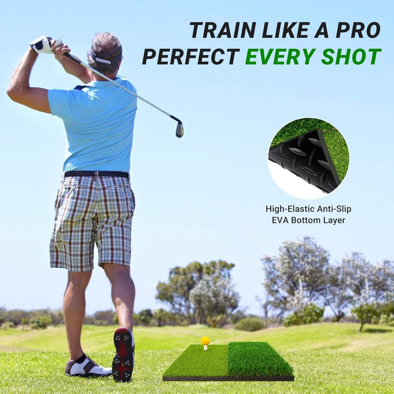 LYDARZ Portable & Foldable Golf Practice Mat – Dual-Turf Golf Hitting Mat for Indoor & Outdoor Swing and Chipping – Fairway & Rough Turf Golf Training Mat for Backyard and Home - Image 4